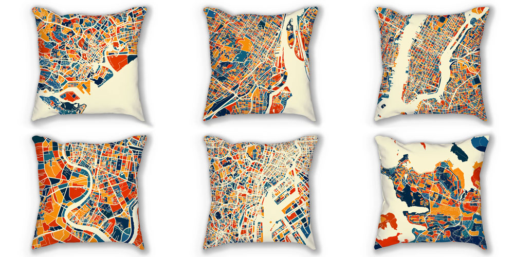 City map pillow
